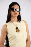 Layered Pendant cord Necklace - Brown
